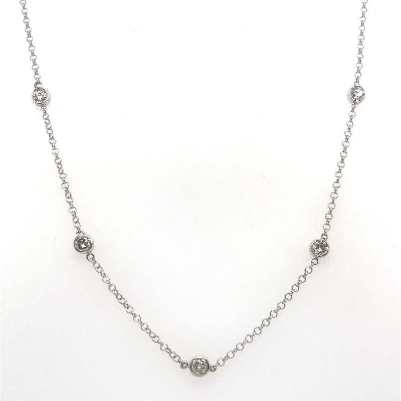 Sparkle More For Less – Jewelry Sale Happening Now Round Shape Diamond 14K White Gold Station Necklace (1.38ctw) Sparkle More For Less – Jewelry Sale Happening Now Round Shape Diamond 14K White Gold Station Necklace (1.38ctw)
