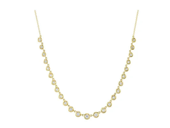 Best Jewelry Deals – Shop Premium Pieces At Great Prices Round Shape Diamond 14K Yellow Gold Station Necklace (.60ctw)