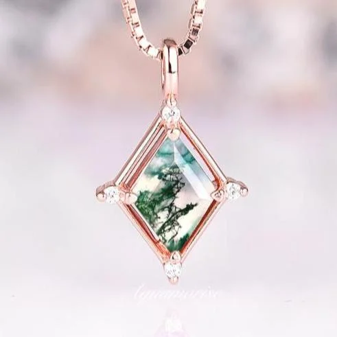 Don't Miss Our Biggest Jewelry Sale Of The Season Unique Kite Green Moss Agate Necklace- 14K Rose Gold Vermeil Don't Miss Our Biggest Jewelry Sale Of The Season Unique Kite Green Moss Agate Necklace- 14K Rose Gold Vermeil