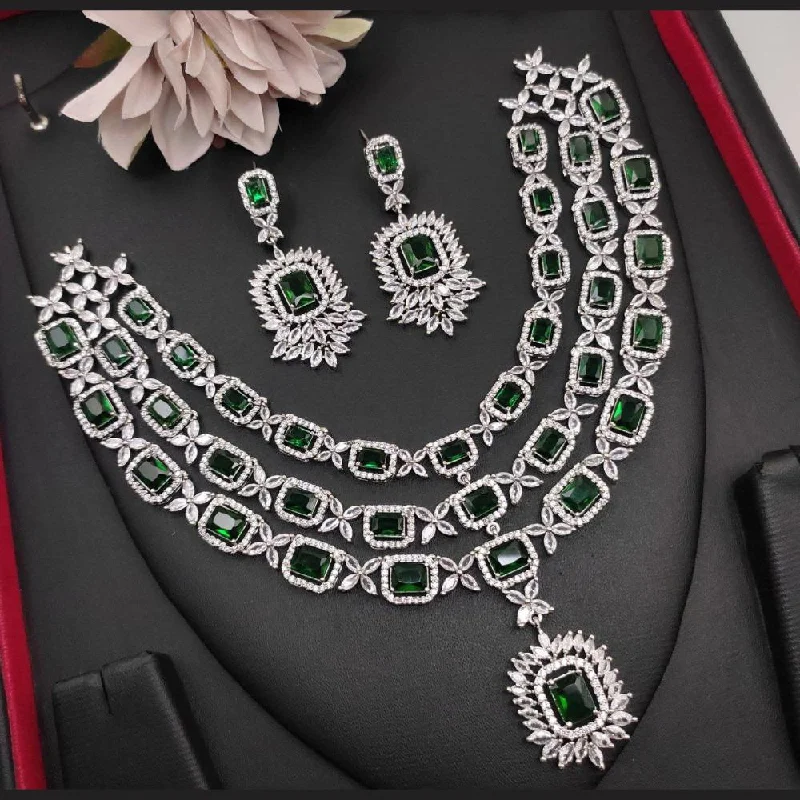 Flash Sale On Stunning Jewelry – Don't Miss Out Aamrapali Silver Plated American Diamond Multi Layer Necklace Set Flash Sale On Stunning Jewelry – Don't Miss Out Aamrapali Silver Plated American Diamond Multi Layer Necklace Set
