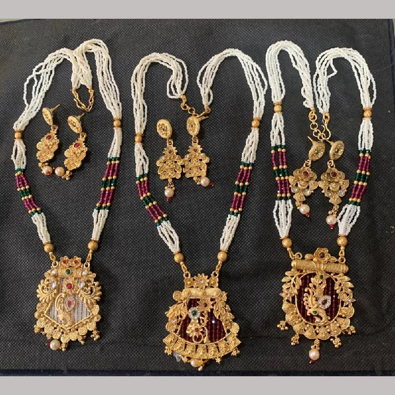 Modern Statement Jewelry For Bold Styling Anjali Jewellery Gold Plated Pota Stone And Pearls Necklace Set Modern Statement Jewelry For Bold Styling Anjali Jewellery Gold Plated Pota Stone And Pearls Necklace Set