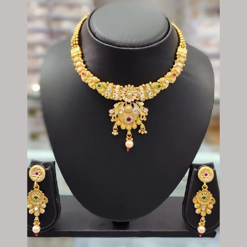 Buy More, Save More On Stunning Jewelry Designs Anjali Jewellery Gold Plated Pota Stone Meenakari Necklace Set Buy More, Save More On Stunning Jewelry Designs Anjali Jewellery Gold Plated Pota Stone Meenakari Necklace Set
