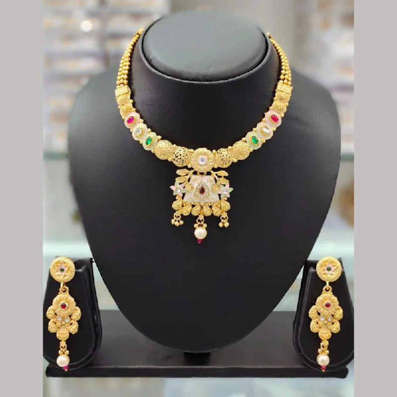 Shop Dazzling Jewelry With Special Promotional Discounts Anjali Jewellery Gold Plated Pota Stone Meenakari Necklace Set