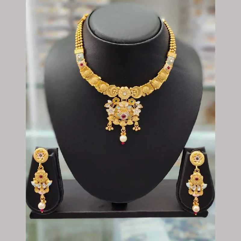 Buy More, Save More On Stunning Jewelry Pieces Anjali Jewellery Gold Plated Pota Stone Meenakari Necklace Set Buy More, Save More On Stunning Jewelry Pieces Anjali Jewellery Gold Plated Pota Stone Meenakari Necklace Set