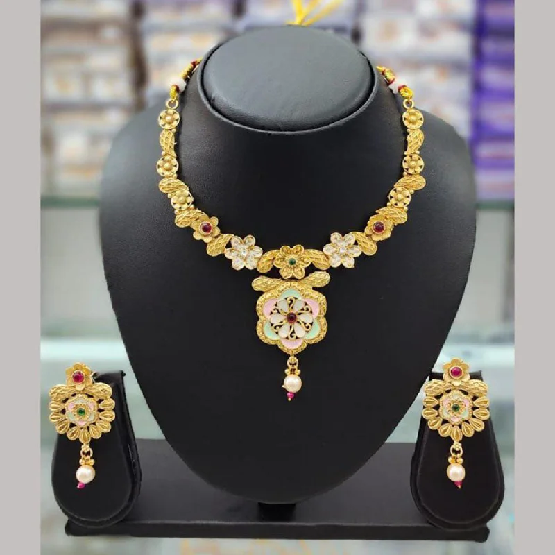 Seasonal Jewelry Sale – Upgrade Your Collection Anjali Jewellery Gold Plated Pota Stone Meenakari Necklace Set Seasonal Jewelry Sale – Upgrade Your Collection Anjali Jewellery Gold Plated Pota Stone Meenakari Necklace Set