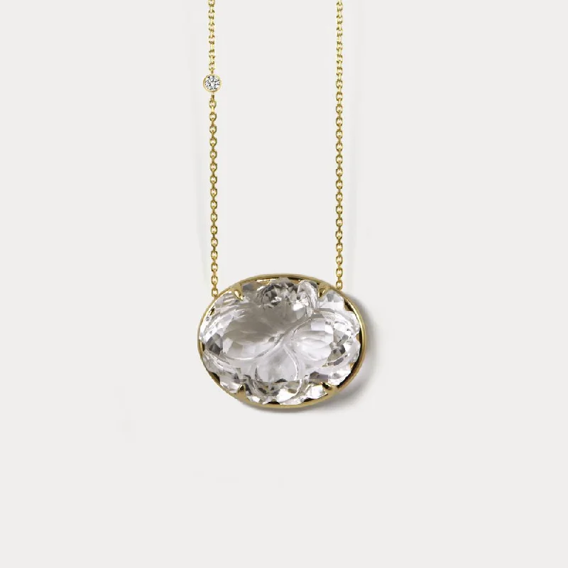 Grab Your Favorite Jewelry At The Lowest Prices Camelia 18K Gold Necklace w. Diamonds & Crystal Quartz Grab Your Favorite Jewelry At The Lowest Prices Camelia 18K Gold Necklace w. Diamonds & Crystal Quartz