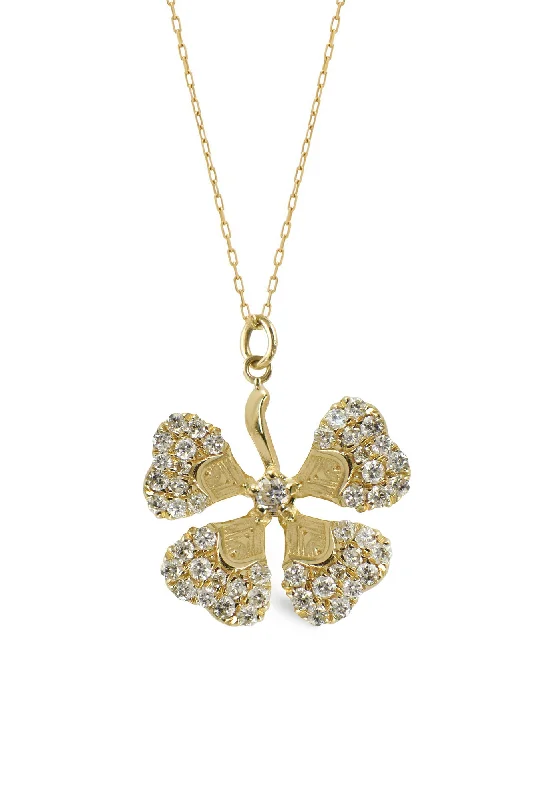 Fashion-Forward Jewelry At Incredible Prices Four Leaf Clover 14K Gold Necklace w. Diamonds Fashion-Forward Jewelry At Incredible Prices Four Leaf Clover 14K Gold Necklace w. Diamonds