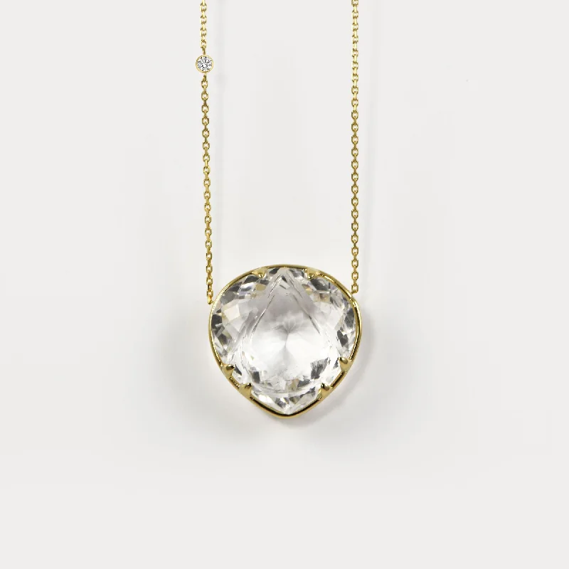 Exclusive Jewelry Offers – Sparkle For Less Lotus 18K Gold Necklace w. Diamonds & Crystal Quartz Exclusive Jewelry Offers – Sparkle For Less Lotus 18K Gold Necklace w. Diamonds & Crystal Quartz
