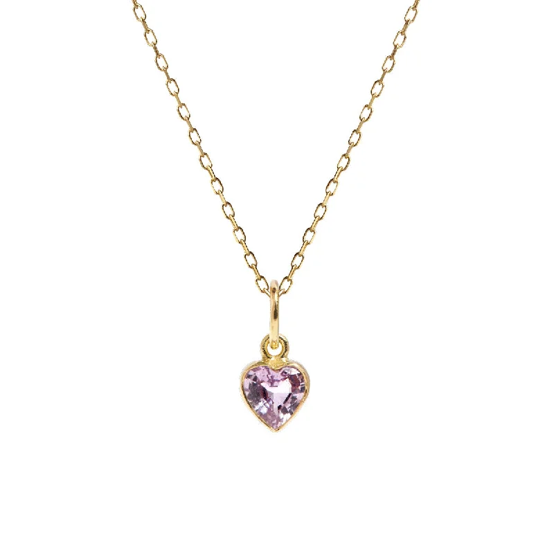 High-Quality Gemstone Jewelry For Special Occasions Heart Pink 18K Gold Necklace w. Sapphire