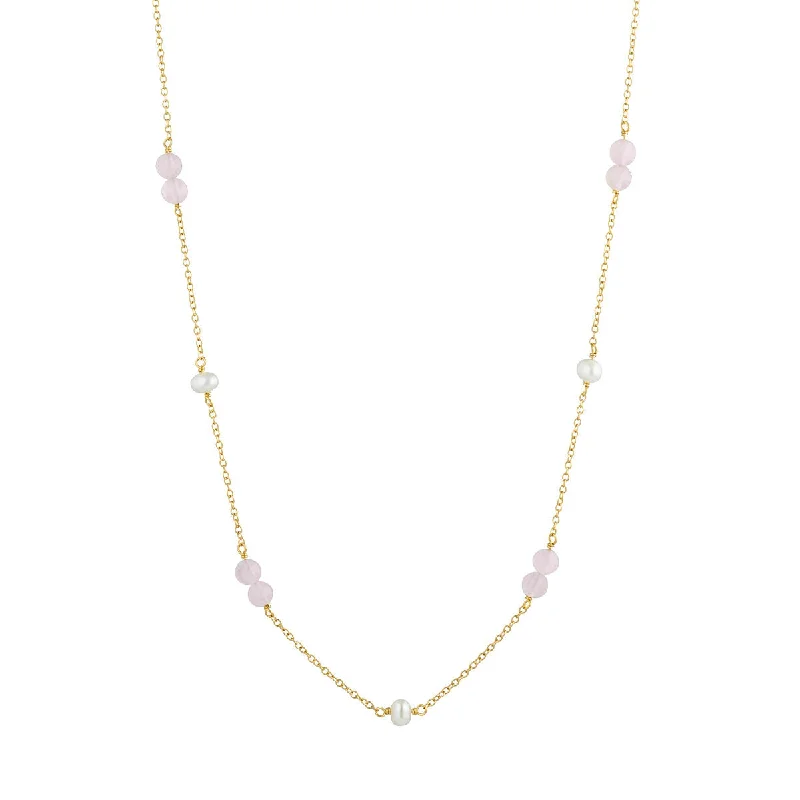 Personalized Jewelry Sale – Unique Gifts At Low Prices Valentine 18K Gold Plated Necklace w. Pearls & Quartz
