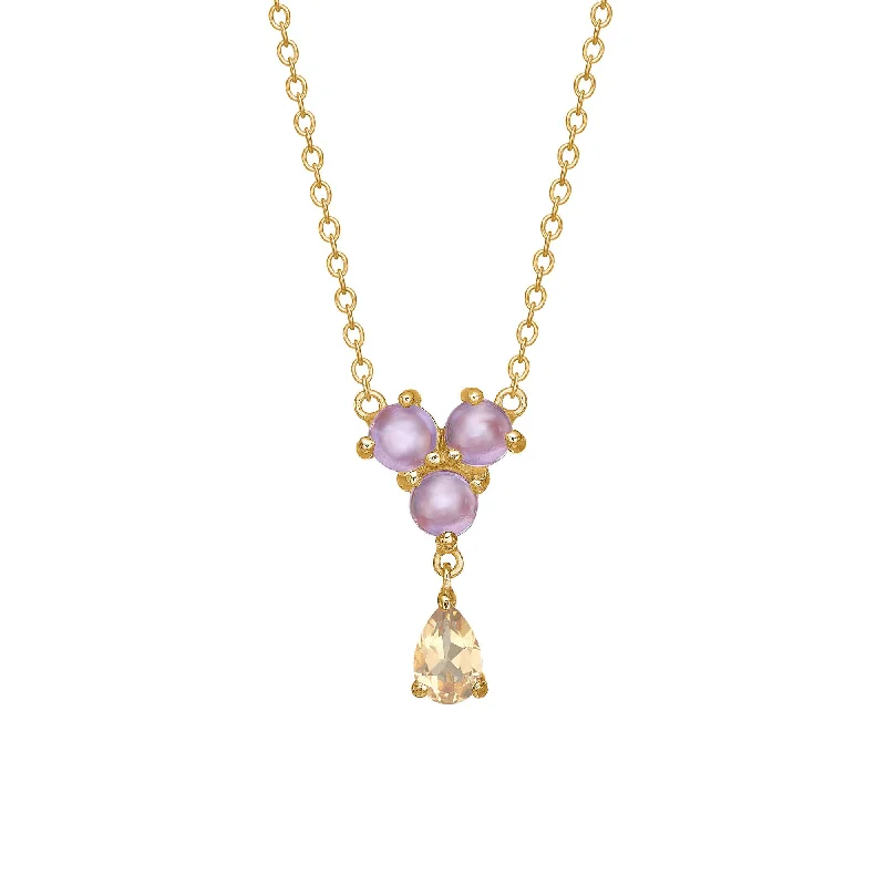 Exclusive Jewelry Bundles At Discounted Prices Unicorn 18K Gold Plated Necklace w. Amethyst & Champagne Quartz
