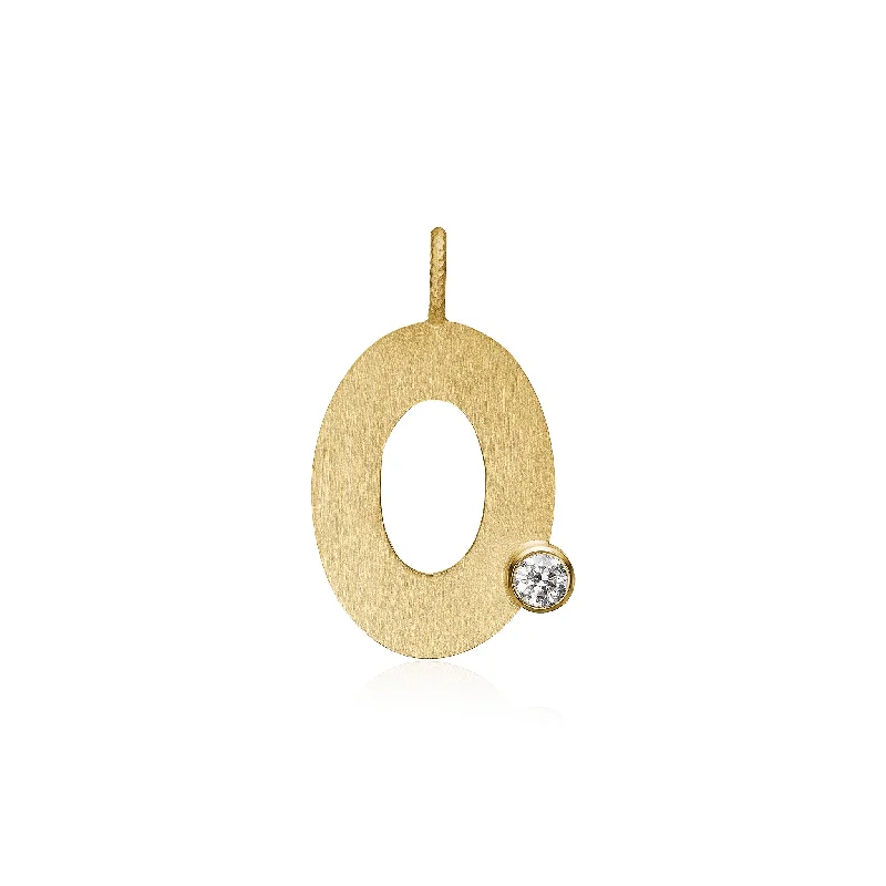 Luxury Jewelry At Unbeatable Discounts Letter O 18K Gold Pendant w. Diamond