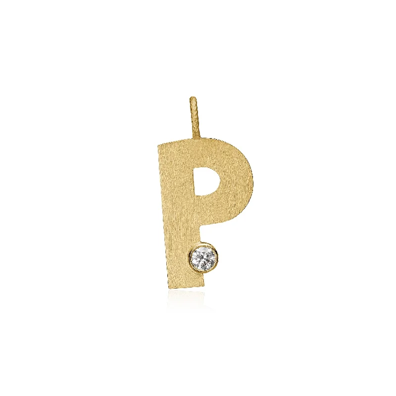 Limited-Stock Jewelry Sale – Once It's Gone, It's Gone Letter P 18K Gold Pendant w. Diamond Limited-Stock Jewelry Sale – Once It's Gone, It's Gone Letter P 18K Gold Pendant w. Diamond