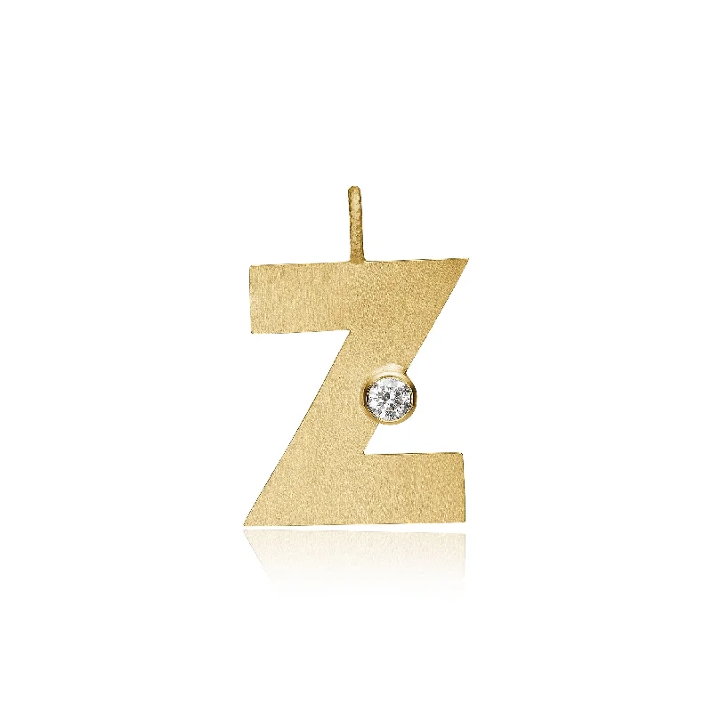 Exclusive Jewelry Offers – Shine For Less Letter Z 18K Gold Pendant w. Diamond
