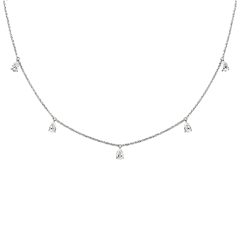 Elegant Jewelry Styles At Budget-Friendly Prices Mini Choker small Drops 18K Whitegold Necklace w. Diamonds Elegant Jewelry Styles At Budget-Friendly Prices Mini Choker small Drops 18K Whitegold Necklace w. Diamonds