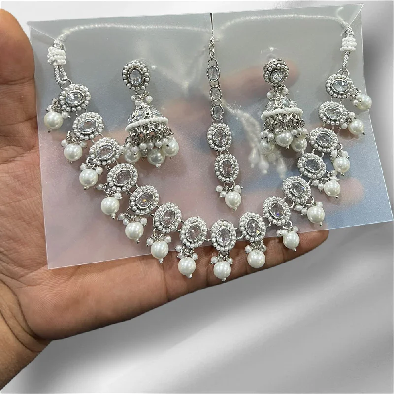 Shop Dazzling Jewelry With Special Promotional Discounts Hira Collections Silver Plated Crystal Stone And Beads Necklace Set Shop Dazzling Jewelry With Special Promotional Discounts Hira Collections Silver Plated Crystal Stone And Beads Necklace Set