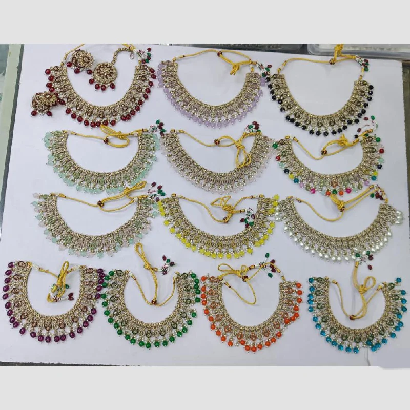 Exclusive Gemstone Jewelry At Special Prices Rani Sati Jewels Gold Plated Crystal Stone And Pearls Necklace Set