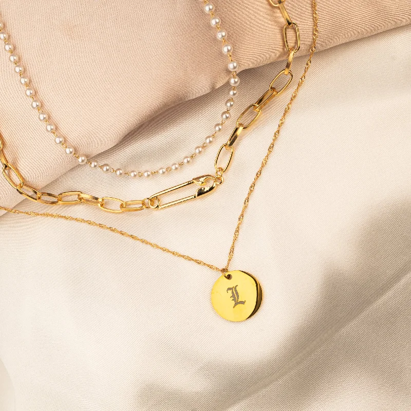 Limited Stock On Premium Jewelry At Low Prices Round Initial Paper Clip Necklace Set Limited Stock On Premium Jewelry At Low Prices Round Initial Paper Clip Necklace Set