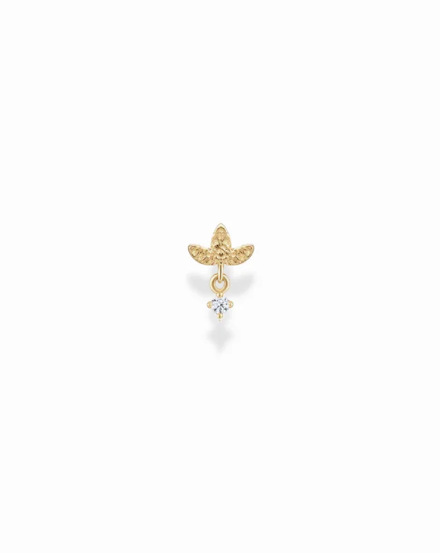 Handcrafted Beauty At Affordable Prices 14k Mini Lotus Diamond Drop Stud