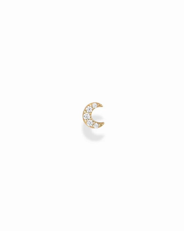 Elevate Your Outfit With Discounted Statement Jewelry 14k Pave Moon Stud