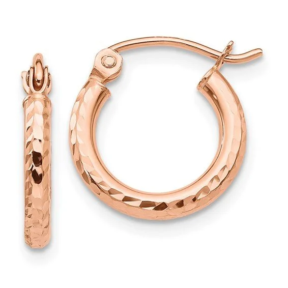 Bestselling Jewelry At Special Promotional Rates 14K R Gold Lightweight Diamond-cut Hoop Earrings Bestselling Jewelry At Special Promotional Rates 14K R Gold Lightweight Diamond-cut Hoop Earrings