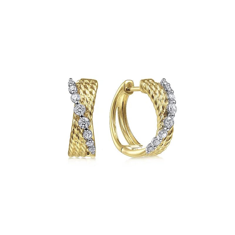 Luxury Jewelry Sale – Sparkle For Less 14K Two-Tone Twisted 15mm 0.24ctw Diamond Huggie Earrings Luxury Jewelry Sale – Sparkle For Less 14K Two-Tone Twisted 15mm 0.24ctw Diamond Huggie Earrings