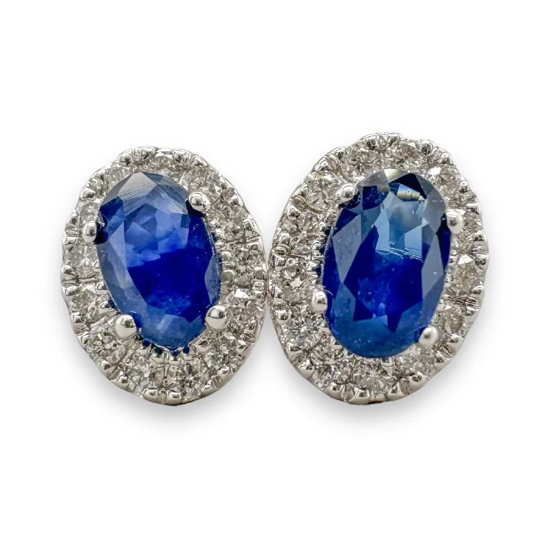 Seasonal Jewelry Deals – Elevate Your Style 14K W Gold 0.18cttw Diamond 0.56cttw Sapphire Halo Earrings Seasonal Jewelry Deals – Elevate Your Style 14K W Gold 0.18cttw Diamond 0.56cttw Sapphire Halo Earrings