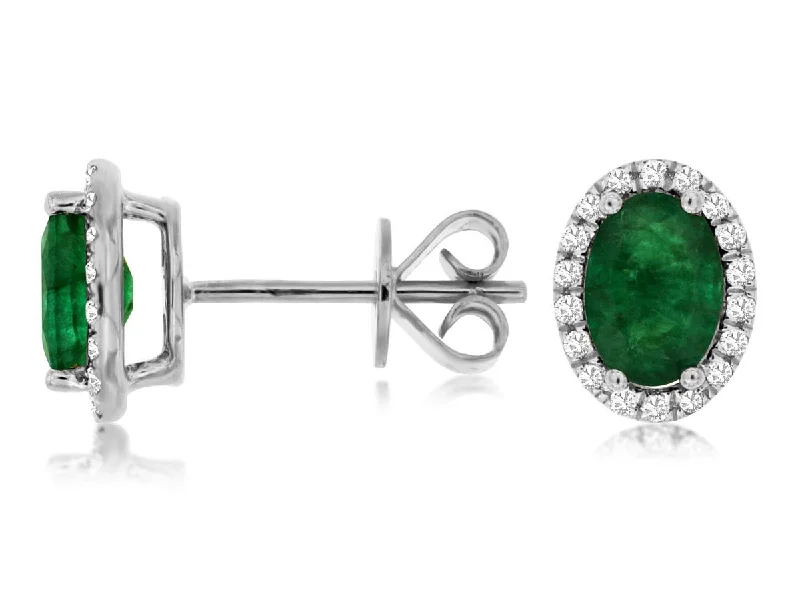 Breathtaking Jewelry, Breathtaking Prices 14K W Gold 0.19ct Diamond and 1.40ct Emerald Halo Earrings Breathtaking Jewelry, Breathtaking Prices 14K W Gold 0.19ct Diamond and 1.40ct Emerald Halo Earrings