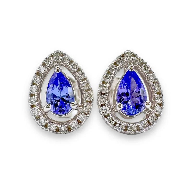 Elegant Jewelry Pieces At Unbelievable Prices 14K W Gold 0.19cttw Diamond and 0.42cttw Tanzanite Halo Earrings Elegant Jewelry Pieces At Unbelievable Prices 14K W Gold 0.19cttw Diamond and 0.42cttw Tanzanite Halo Earrings