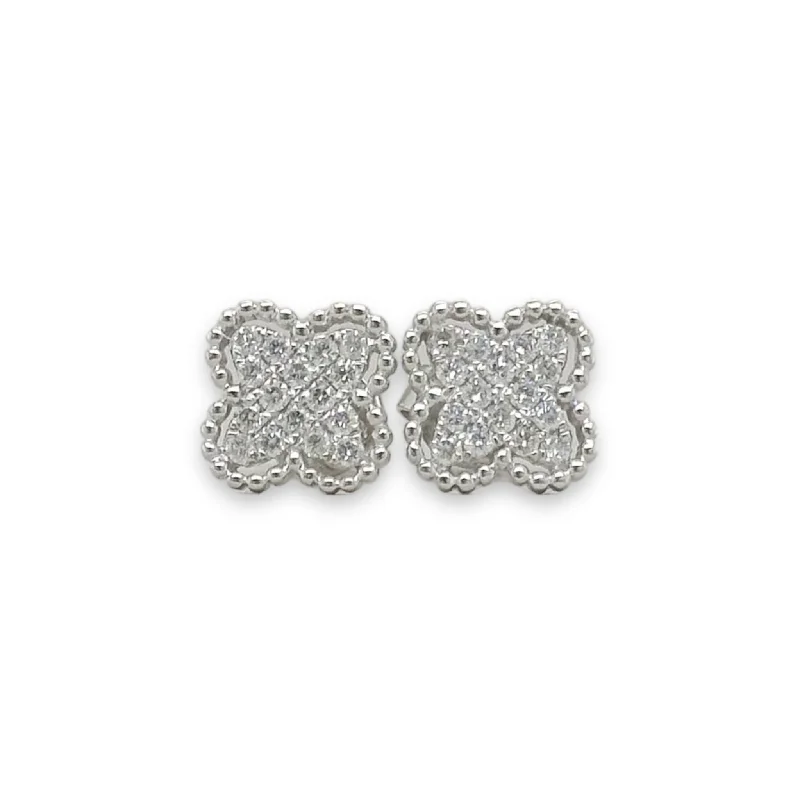 Your Dream Jewelry At Dream Prices 14K W Gold 0.28ctw Diamond Clover Earrings