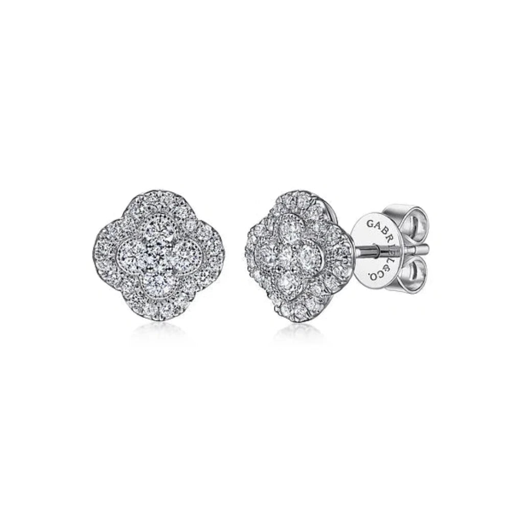 Final Call For Exquisite Jewelry At Reduced Rates 14K W Gold 0.50ctw Diamond Clover Earrings Final Call For Exquisite Jewelry At Reduced Rates 14K W Gold 0.50ctw Diamond Clover Earrings