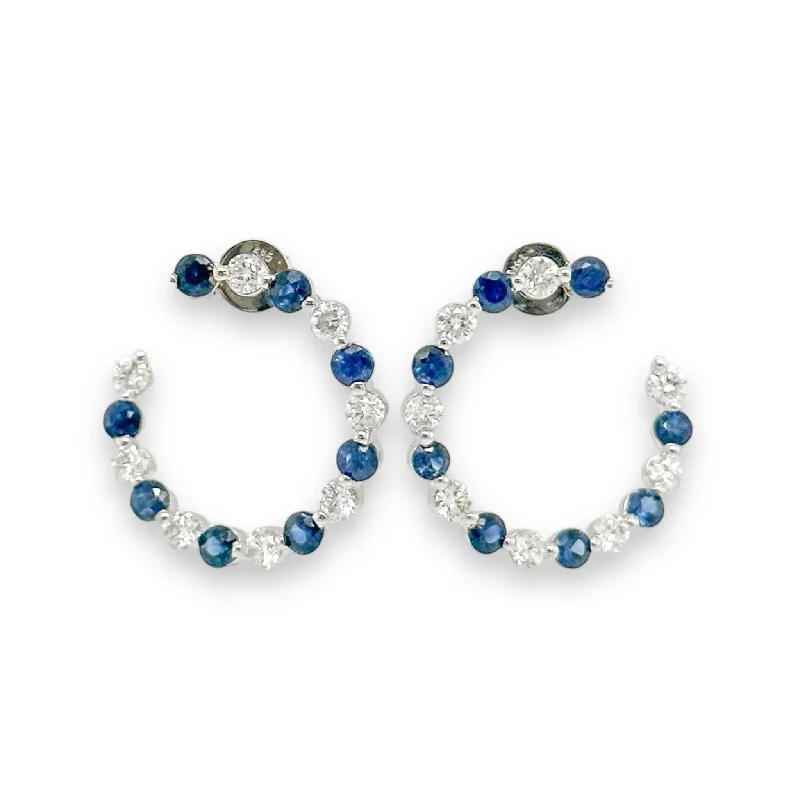 Shop Stylish Jewelry Now And Save Big 14K W Gold 0.92cttw G-H/SI2 Diamond and 1.50cttw Sapphire Earrings