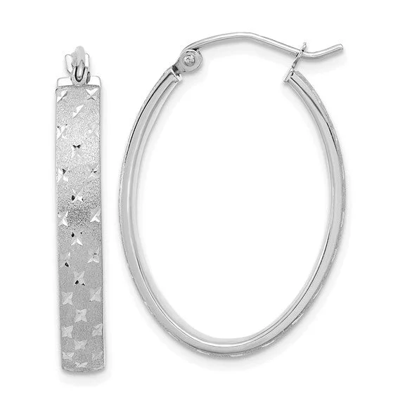 Grab Your Favorite Jewelry At The Lowest Prices 14K W Gold Polished Satin Dia Cut Hoop Earrings Grab Your Favorite Jewelry At The Lowest Prices 14K W Gold Polished Satin Dia Cut Hoop Earrings