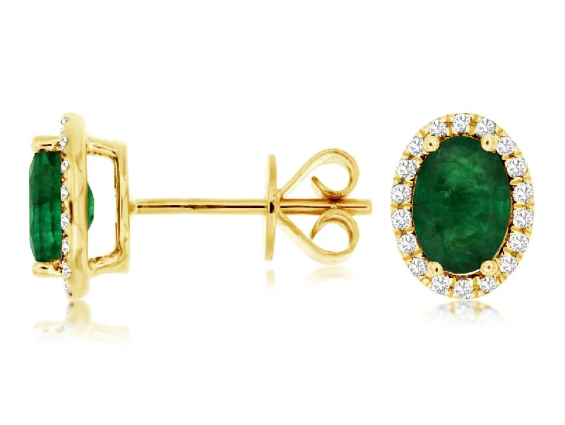 Limited-Time Offer On Elegant Jewelry Pieces 14K Y Gold 0.19cttw Diamond and 1.40cttw Emerald Halo Earrings Limited-Time Offer On Elegant Jewelry Pieces 14K Y Gold 0.19cttw Diamond and 1.40cttw Emerald Halo Earrings