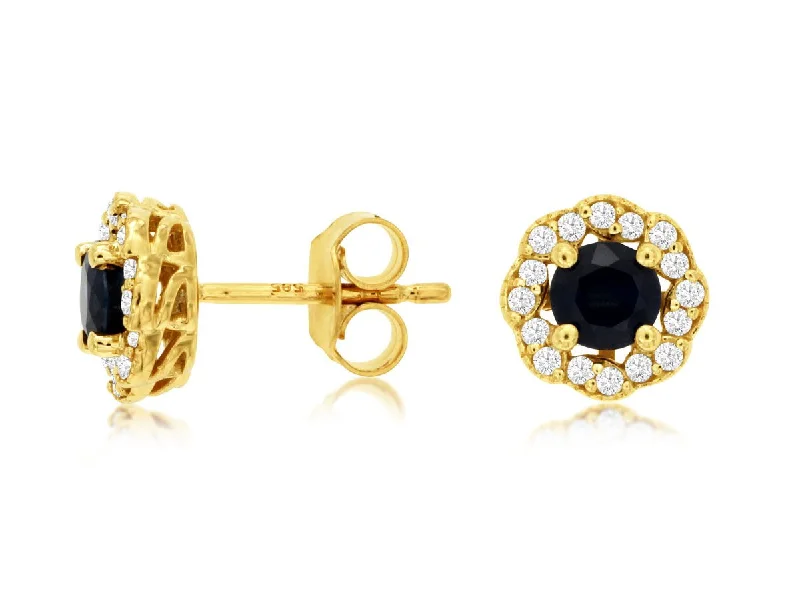 Huge Savings On Timeless Jewelry Collections 14K Y Gold 0.20cttw Diamond 0.90cttw Sapphire Halo Earrings Huge Savings On Timeless Jewelry Collections 14K Y Gold 0.20cttw Diamond 0.90cttw Sapphire Halo Earrings