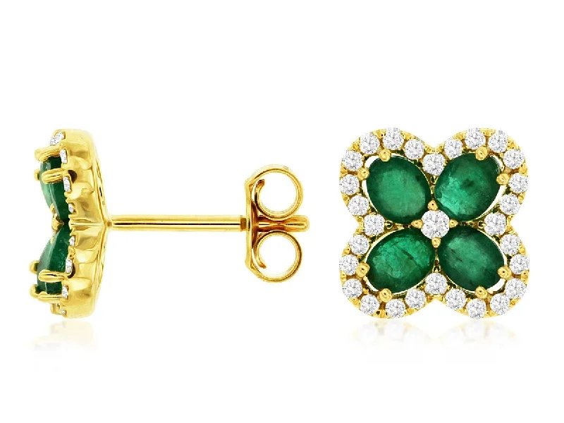 Limited-Stock Jewelry Sale – Once It's Gone, It's Gone 14K Y Gold 0.35cttw Diamond and 1.30cttw Emerald Earrings Limited-Stock Jewelry Sale – Once It's Gone, It's Gone 14K Y Gold 0.35cttw Diamond and 1.30cttw Emerald Earrings