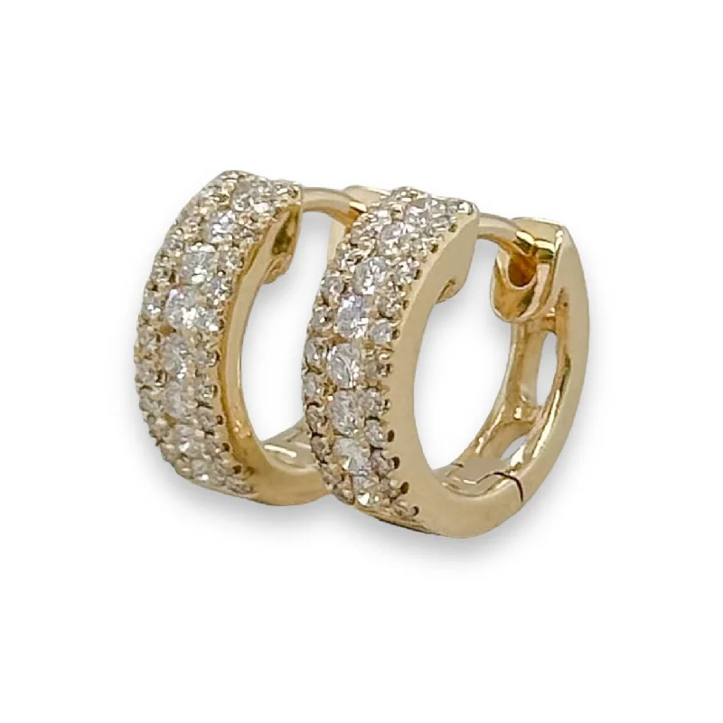 Jewelry Clearance Event – Stock Up Before It's Over 14K Y Gold 0.35ctw Three Row Diamond Hoop Earrings Jewelry Clearance Event – Stock Up Before It's Over 14K Y Gold 0.35ctw Three Row Diamond Hoop Earrings
