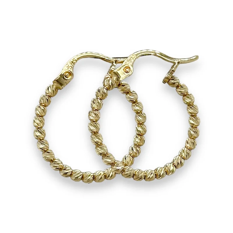 Shop High-Quality Jewelry At Jaw-Dropping Discounts 14K Y Gold 19mm Dia Cut Beaded Hoop Earrings