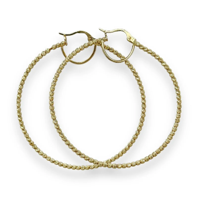 Limited-Stock Jewelry Sale – Shop Before It's Gone 14K Y Gold 55mm Dia Cut Beaded Hoop Earrings Limited-Stock Jewelry Sale – Shop Before It's Gone 14K Y Gold 55mm Dia Cut Beaded Hoop Earrings