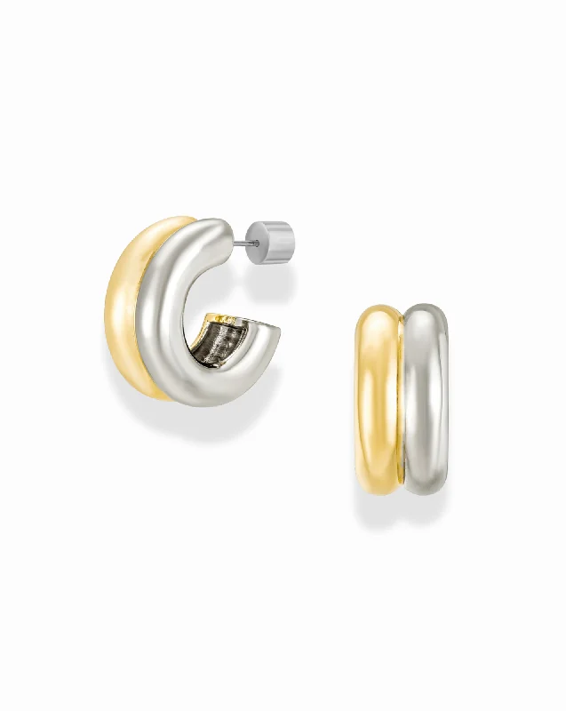 Grab Stylish Jewelry Before The Sale Ends Nolan Two-Toned Hoops