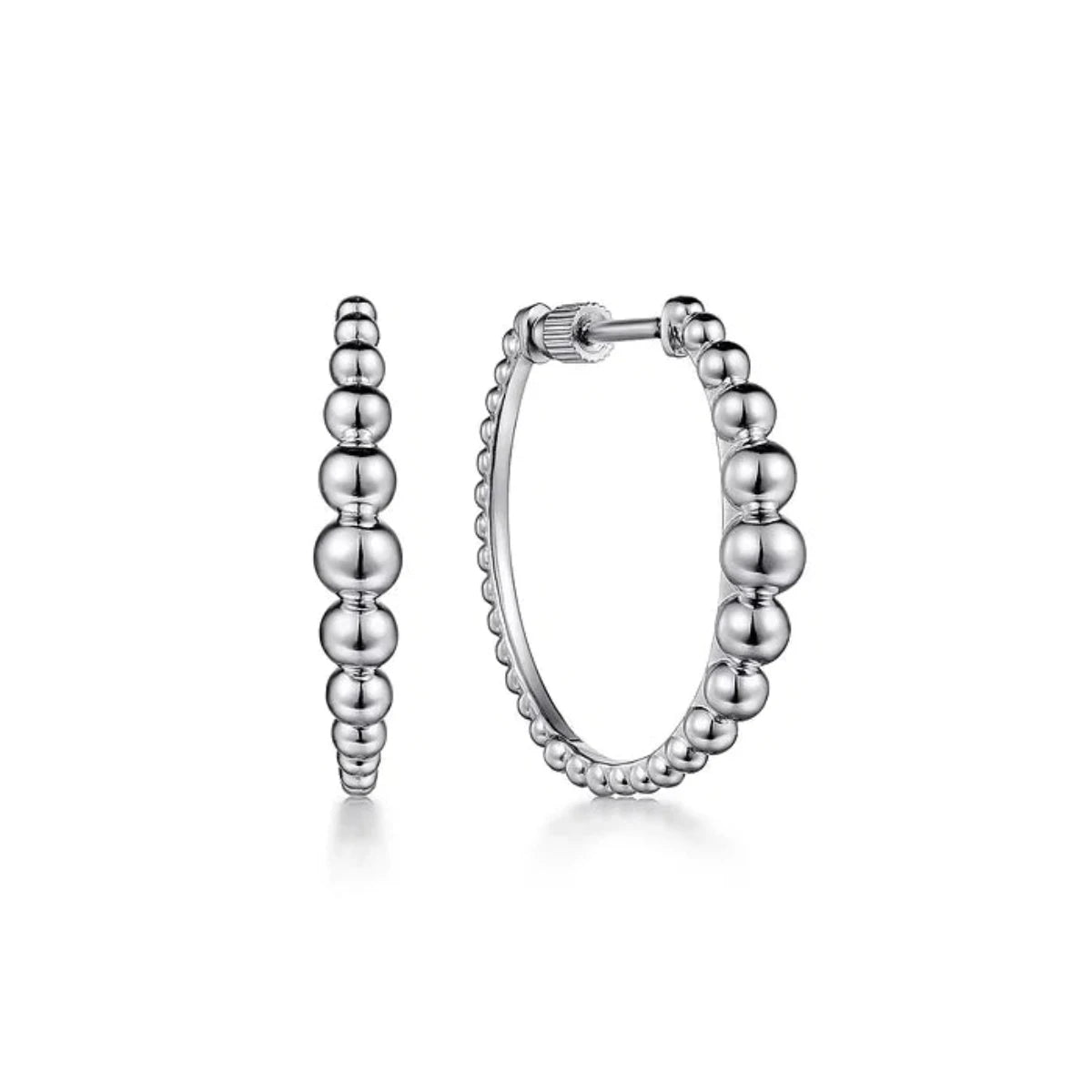 Elegant Rose Gold Jewelry For A Stylish Touch SS 25mm Beaded Hoop Earrings