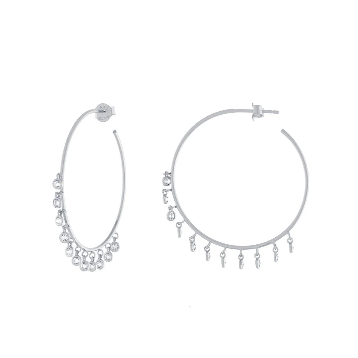 Waterproof Stainless Steel Jewelry For Lasting Beauty SS 35mm Dangle CZ Hoop Earrings