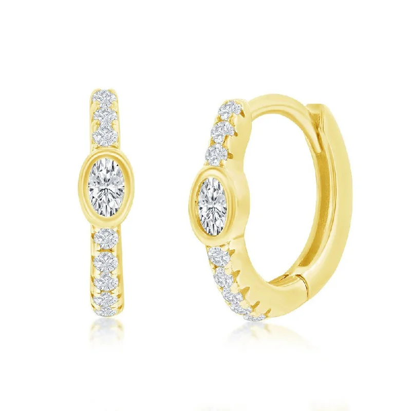Flash Sale On Stunning Jewelry – Don't Miss Out YGP Sterling 11MM Center Oval CZ Huggie Hoop Earrings