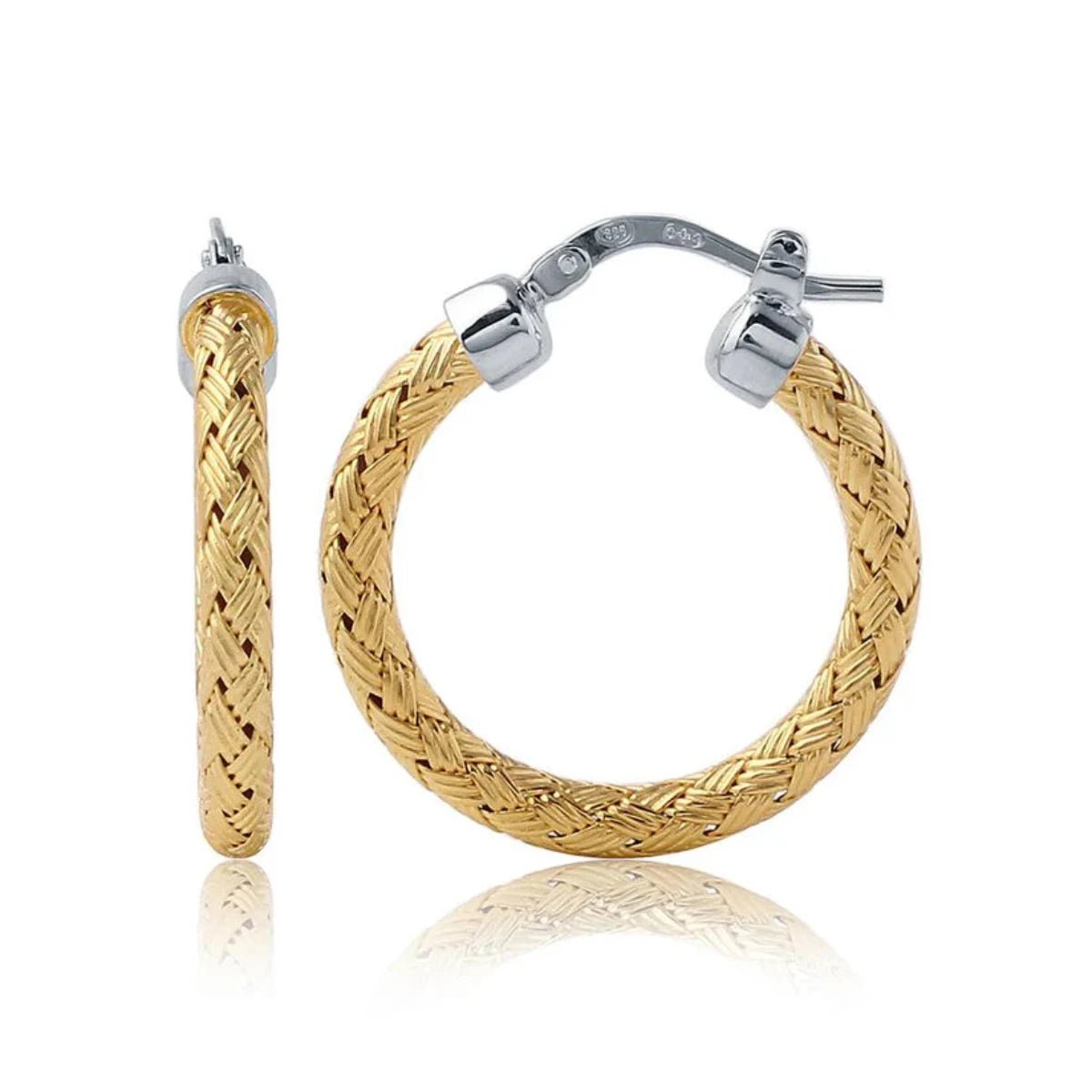 Premium Diamond Jewelry For Unforgettable Moments YGP Sterling 25MM Round Mesh Hoop Earrings Premium Diamond Jewelry For Unforgettable Moments YGP Sterling 25MM Round Mesh Hoop Earrings