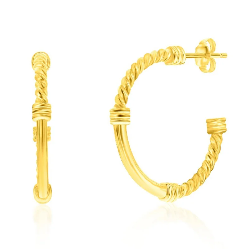 Stunning Statement Jewelry, Unbeatable Discounts YGP Sterling 28mm Rope & Polished Half Hoop Earrings Stunning Statement Jewelry, Unbeatable Discounts YGP Sterling 28mm Rope & Polished Half Hoop Earrings