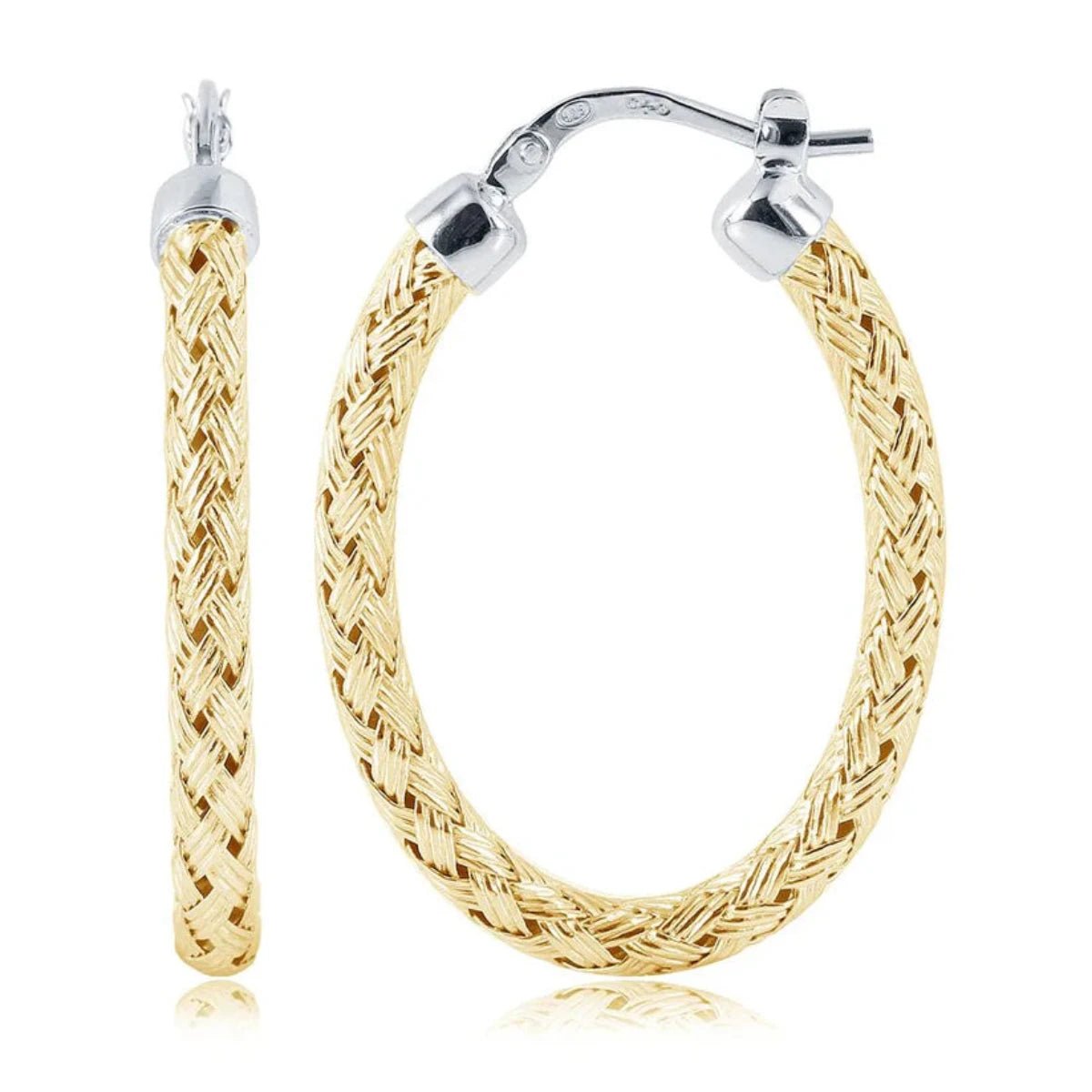 Dainty Floral Jewelry For Feminine Elegance YGP Sterling 30X22mm Oval Mesh Hoop Earrings Dainty Floral Jewelry For Feminine Elegance YGP Sterling 30X22mm Oval Mesh Hoop Earrings