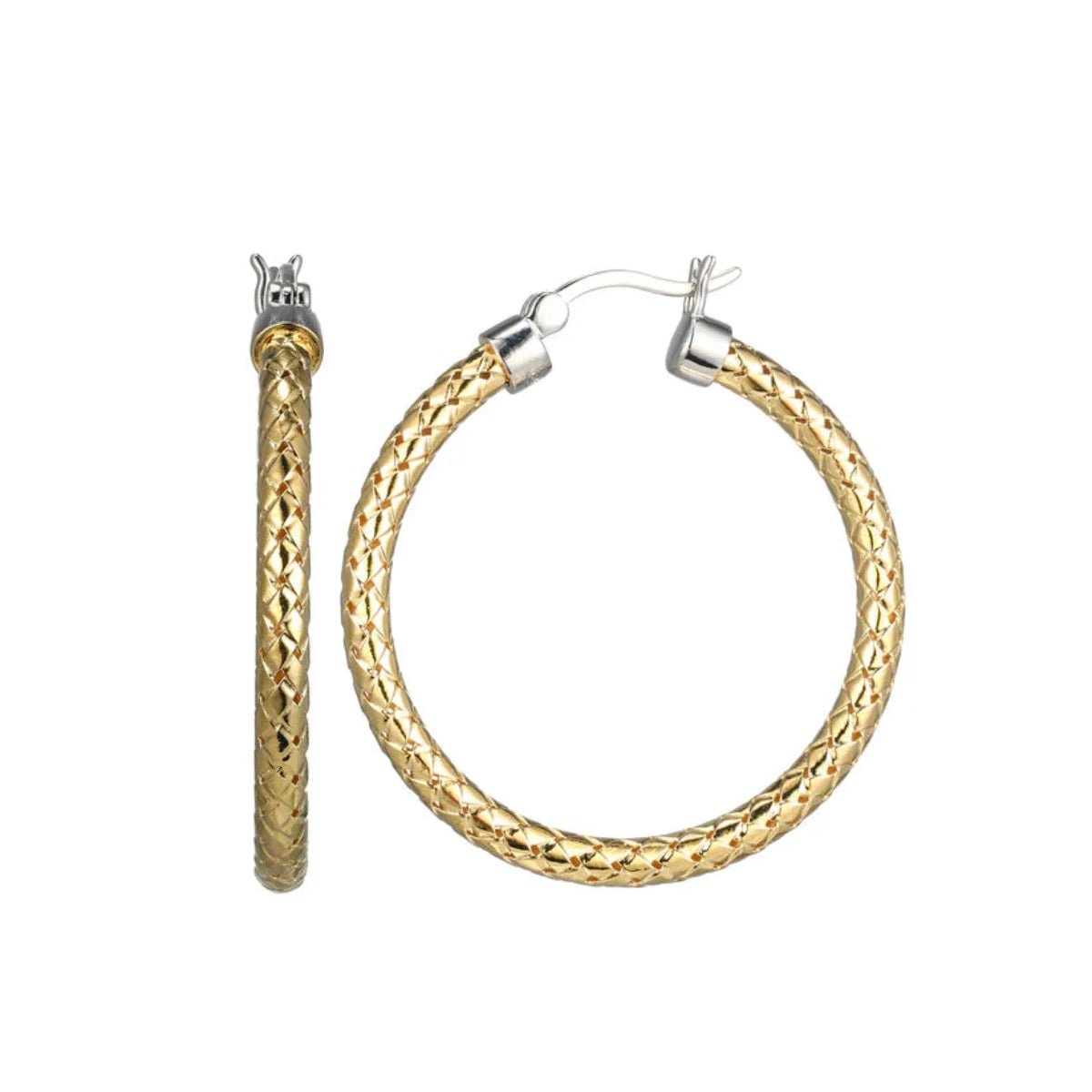 Affordable Glamour – Premium Jewelry At Special Prices YGP Sterling 35MM/3MM Mesh Hoop Earring Affordable Glamour – Premium Jewelry At Special Prices YGP Sterling 35MM/3MM Mesh Hoop Earring