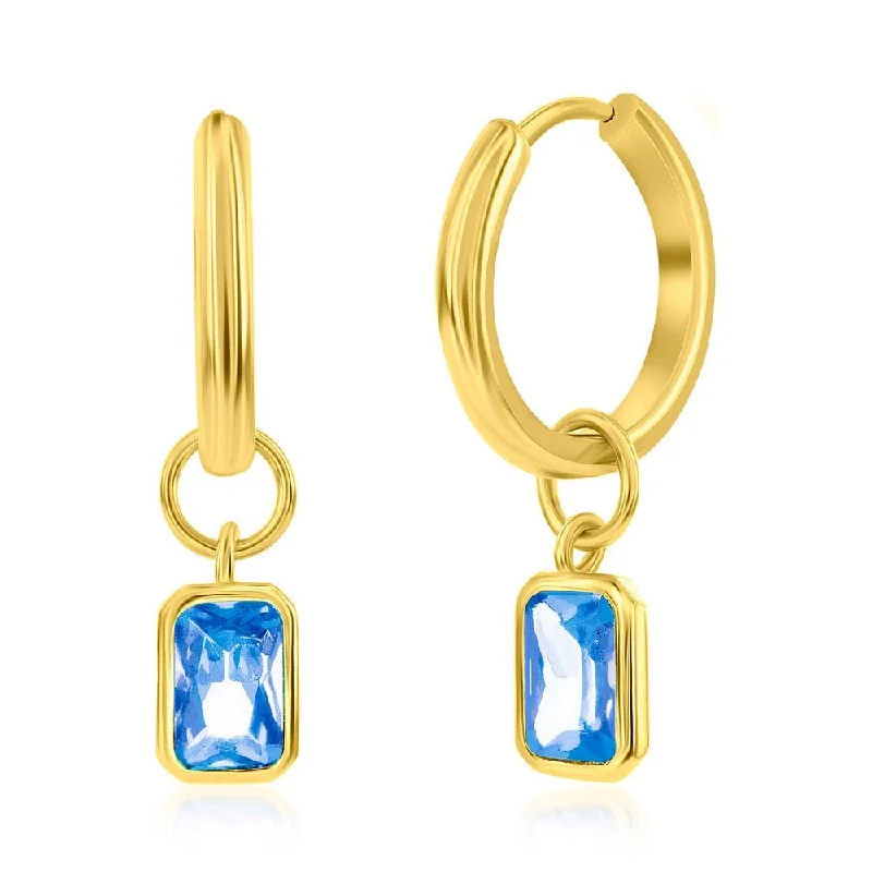 Seasonal Jewelry Deals – Elevate Your Style YGP Sterling Huggie Earrings with Blue CZ Drop