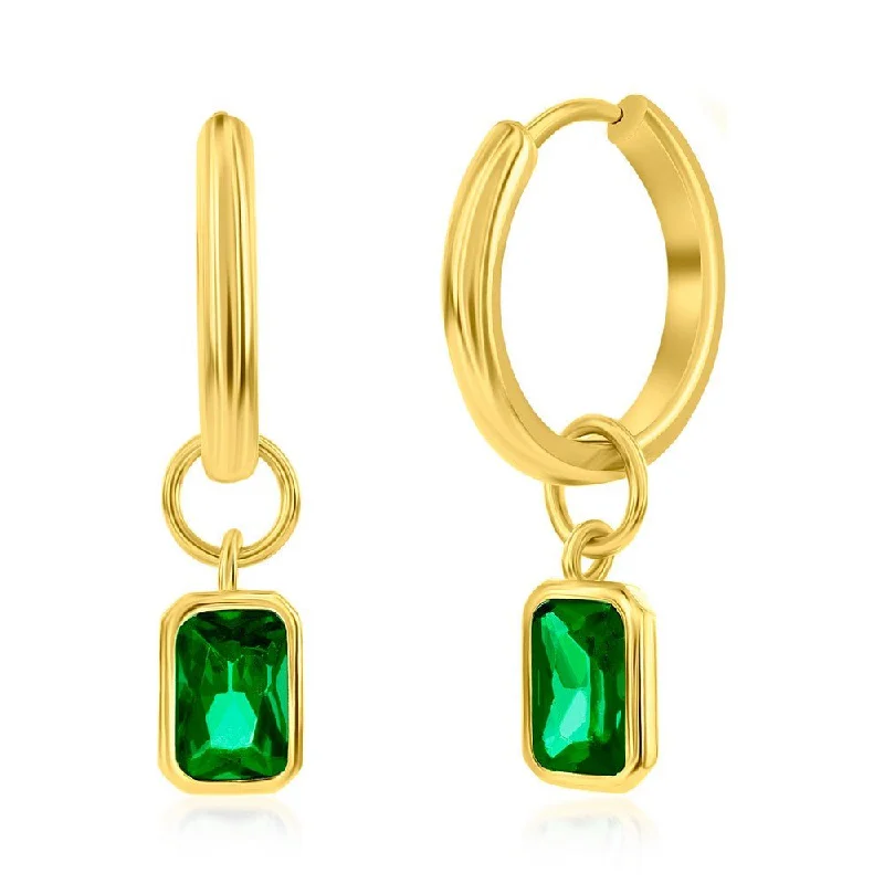Exclusive Jewelry Offers – Sparkle For Less YGP Sterling Huggie Earrings with Green CZ Drop Exclusive Jewelry Offers – Sparkle For Less YGP Sterling Huggie Earrings with Green CZ Drop