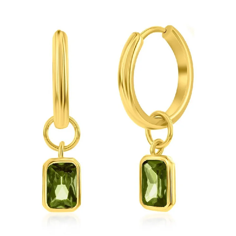 Premium Jewelry Now Available At Special Discounts YGP Sterling Huggie Earrings with Peridot Color CZ Drop Premium Jewelry Now Available At Special Discounts YGP Sterling Huggie Earrings with Peridot Color CZ Drop